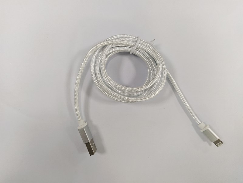 25-尼龍編織2A蘋果數據線白色